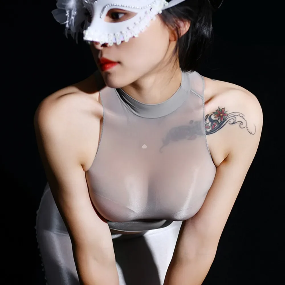 Sheer Tops Shiny Soft Womens F - Sheer Mesh Bra ulasan dan harga